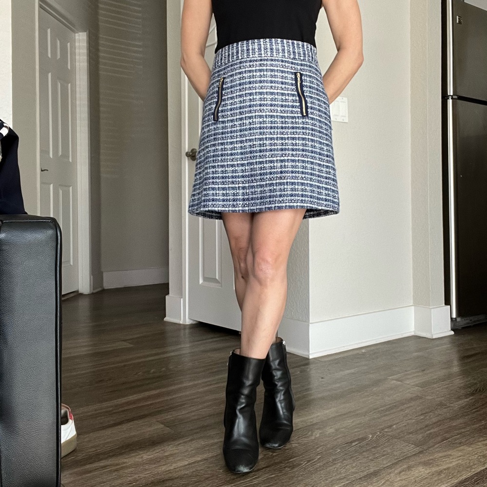 Blue Tweed Mini Skirt